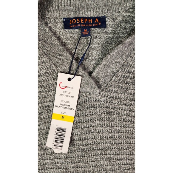 Joseph A. Grey Collared Polo Sweater Medium Heather Grey - Picture 6 of 9